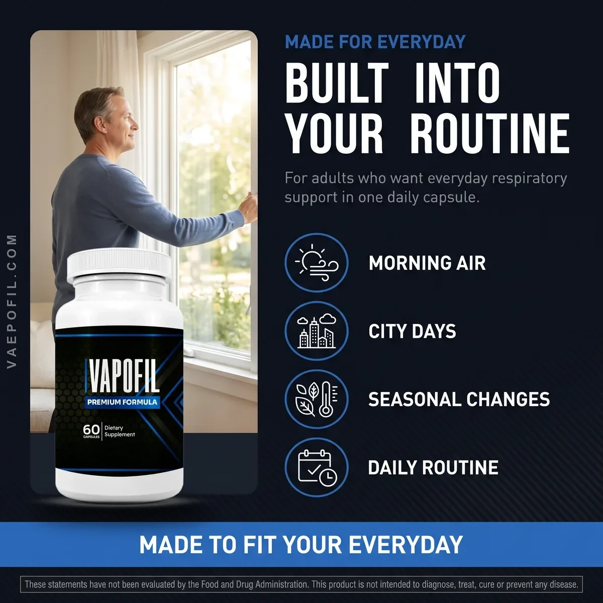 VapoFil listing artwork for everyday use, showing the bottle in a daily setting